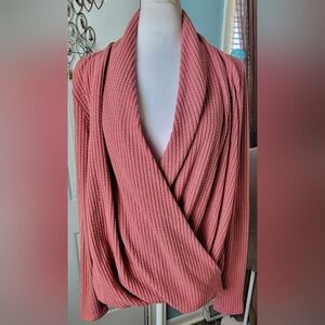 Akemi + Kin Anthropologie Woodruff Waffle Knit Wrap  Long-sleeved Top Womens S